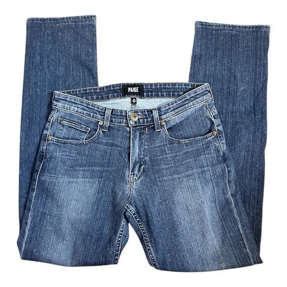 Paige Jeans Mens 28 31 Normandie Straight Fit Meyer Blue Indigo Denim Stretch - Picture 1 of 6